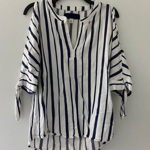 Navy and white striped top